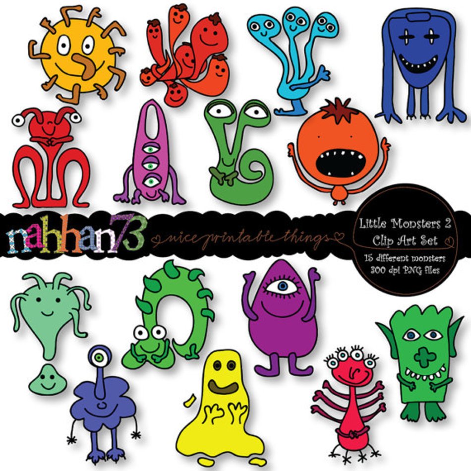 Little Monsters Set For Banners Invites Party Decorations