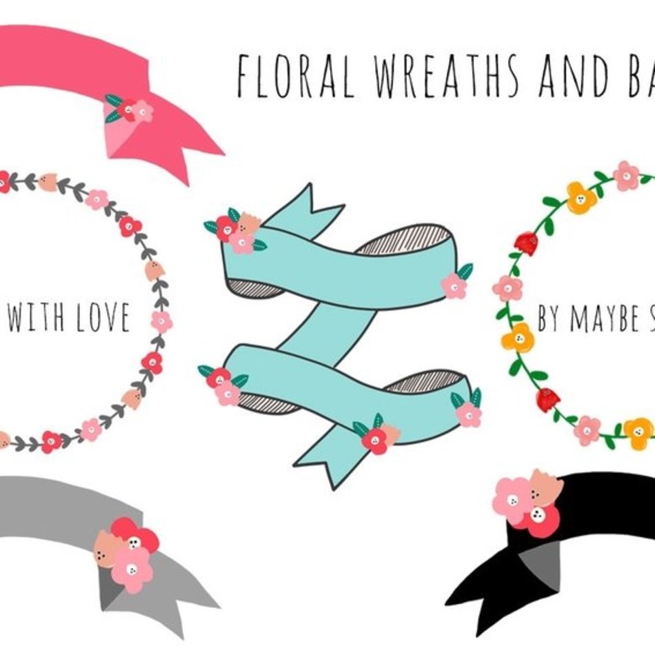 Floral Banners And Wreaths Instant Download Personal Or