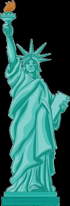 painted blue statue of liberty with fire on a black background