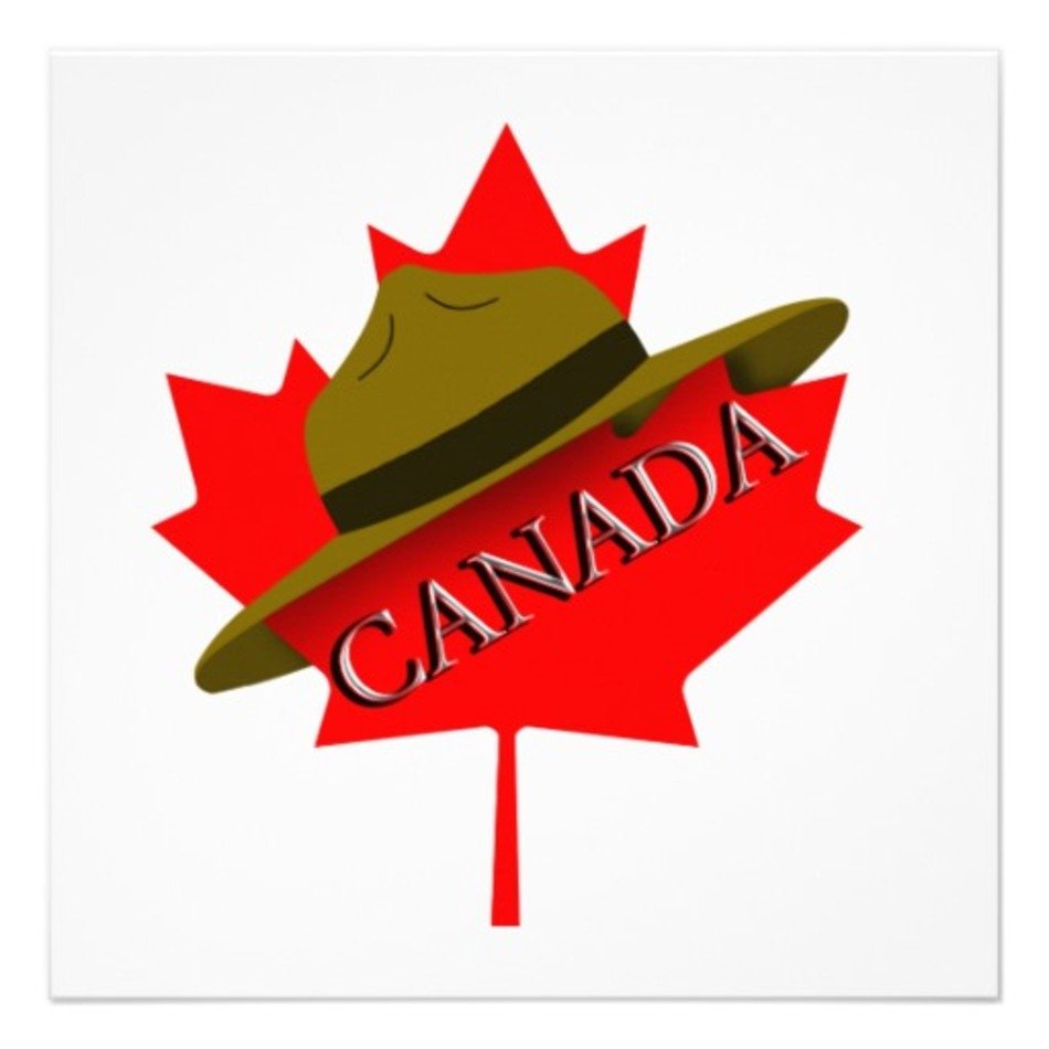 Canadian Mountie Hat On Red Maple Leaf Personalized Invitations At