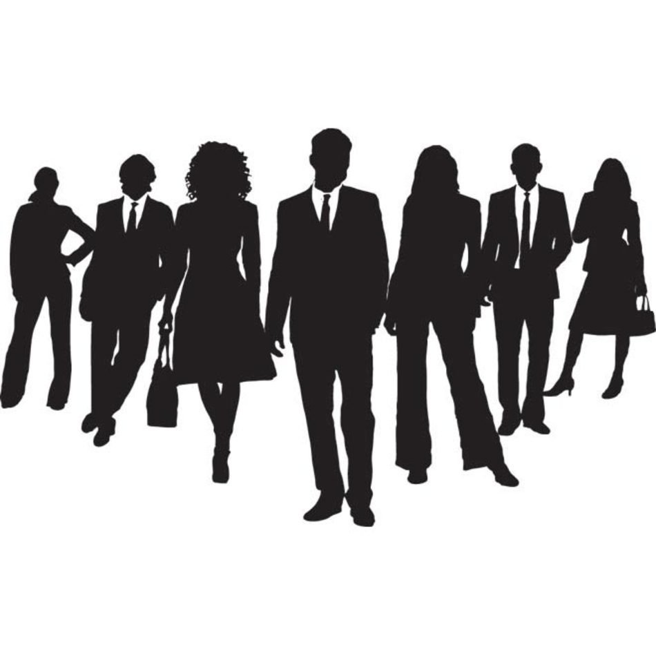 Vector Silhouette Business Man And Women Standing Illustration