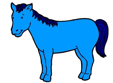 English Exercises blue horse drawing