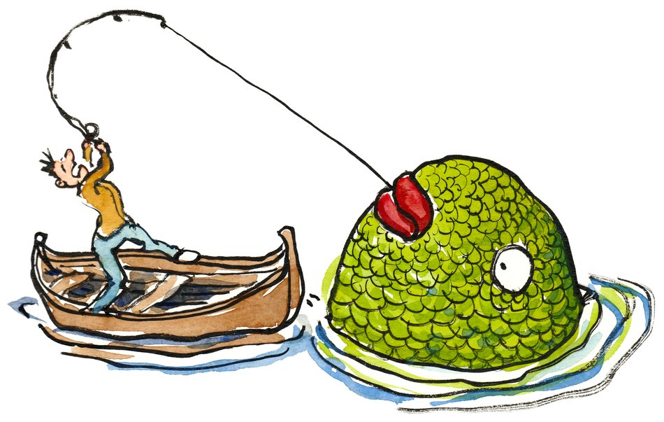 Ä°llustration of man in boat fishing