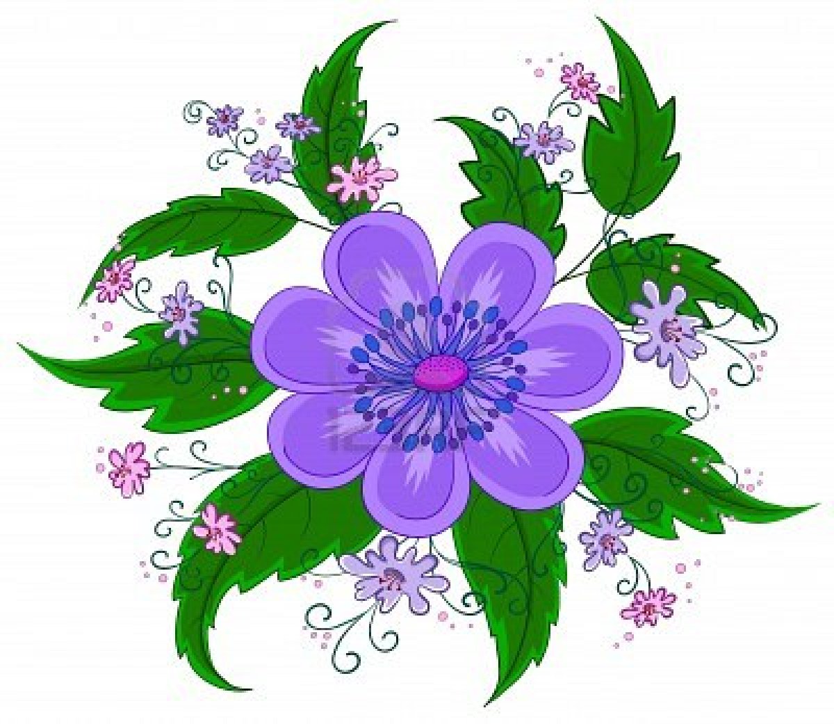 Purple Flowers Drawing Free Image