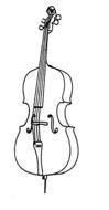 gray figure of a violin on a black background