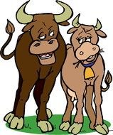 Cow and bull clipart