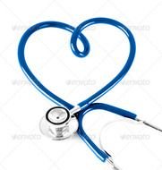 Stethoscope In Shape Of Heart Concept Blue Color Stock Photo