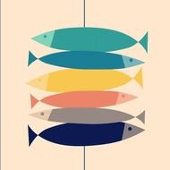 drawn colorful fish on a blackboard
