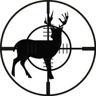 black silhouette of a deer in the target for clipart