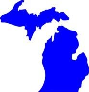 blue map of Michigan state