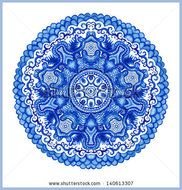 Watercolor Vector Gzhel Doily Round Lace Pattern Circle Background