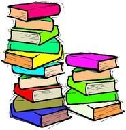 painted two stacks of colorful books