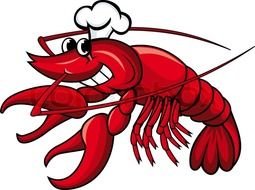 Smiling Red Crayfish cartoon drawing