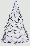 Drawing of the snowy pine tree