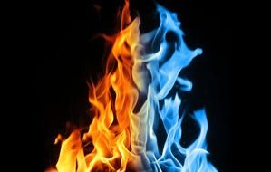 orange-blue fire on a black background