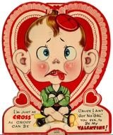 retro valentine with a drawing of a boy