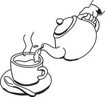 black and white picture of a teapot with a cup for coloring