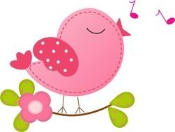 pink patch in the form of a singing bird