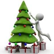 abstract person Decorating Christmas Tree, render