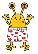 funny alinen in pants with hearts