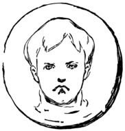 painted sad face of a boy on a coin