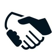 handshake of a white and black hand on a white background