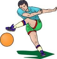 soccer player with a brown ball as a picture for clipart