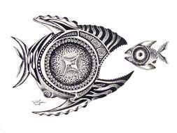 Black And White Abstract Ink Drawings Fish