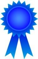 blue award with blue ribbons