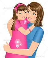 Daughter Hugging Her Mother Characters Vectors