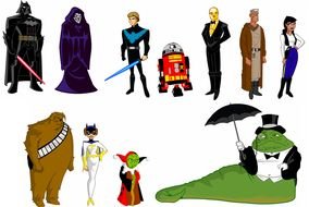 variety of cartoon characters as a picture for clipart