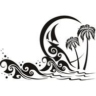 Palm Trees And Waves drawing