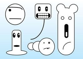 set of Funny Cartoon Monsters
