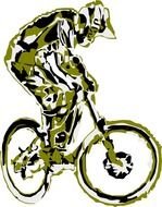 drawing of a man on a mountain bike