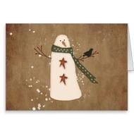 Primitive Snowman Large Font Christmas Card Zazzle