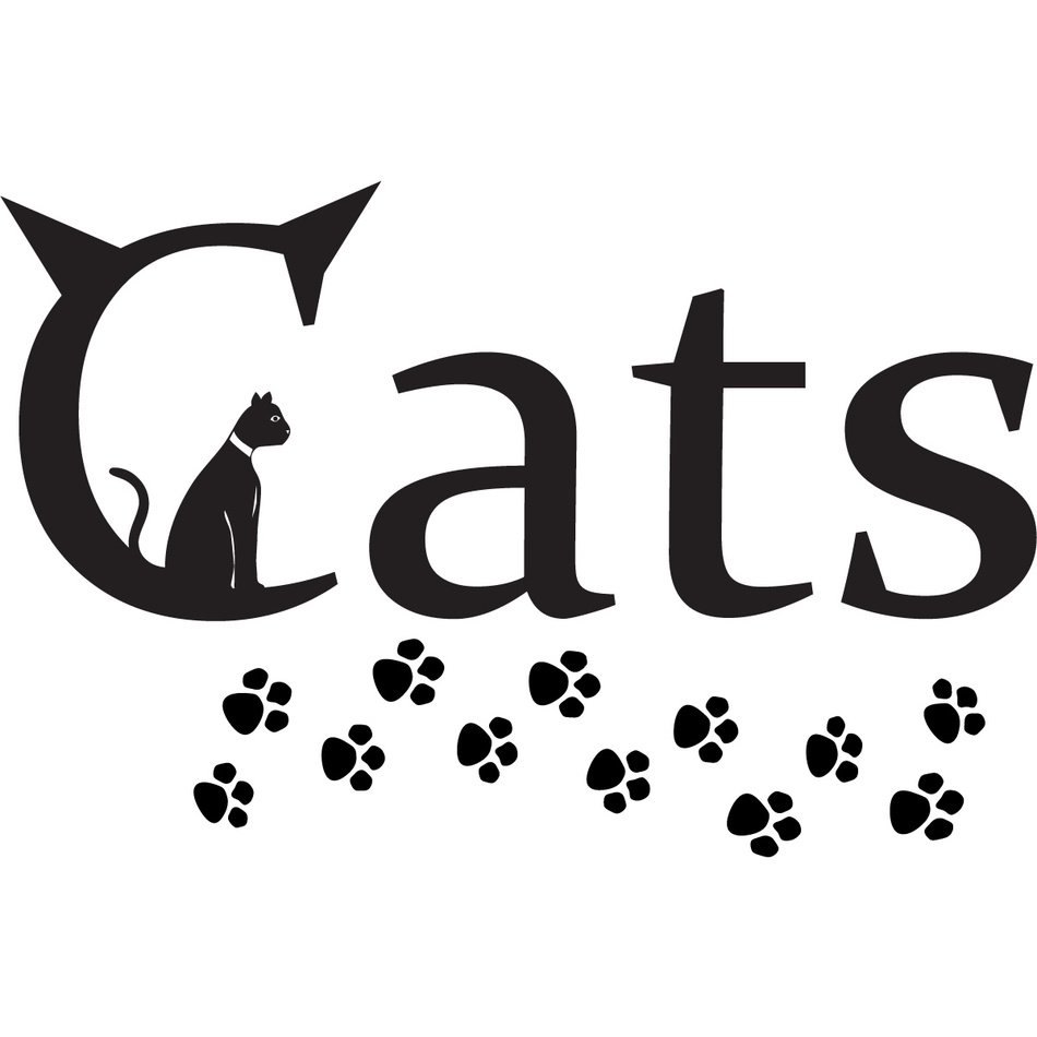 painted cat, cat footprints and the inscription cats