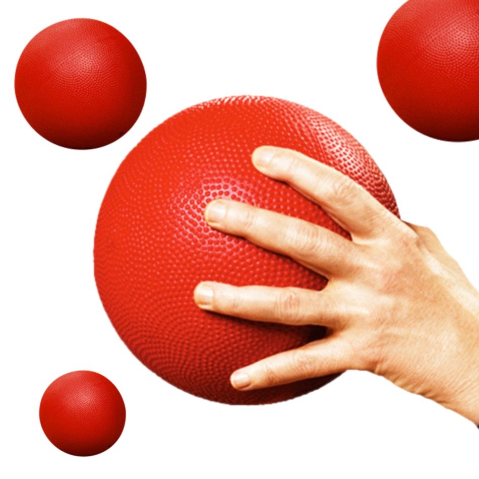 red balls and hand