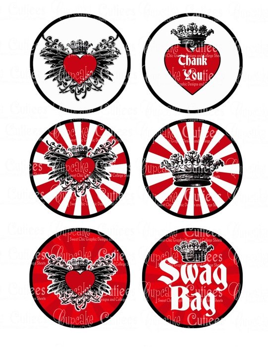 set of round red, black and white vinage steakers