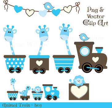 Animal Train Boy 15 Piece And Digital Papers Set In High