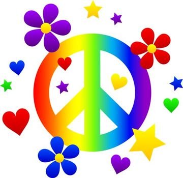 Free Of A Rainbow Peace Sign With Hearts Stars And Flowers
