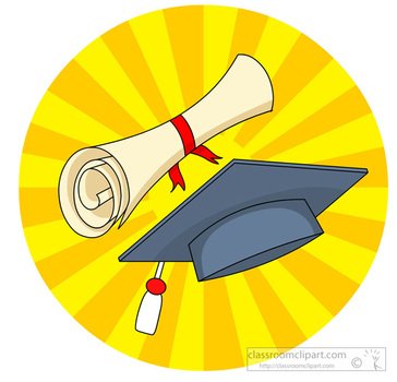 Graduation Cap Diploma With Bright Background Classroom clipart