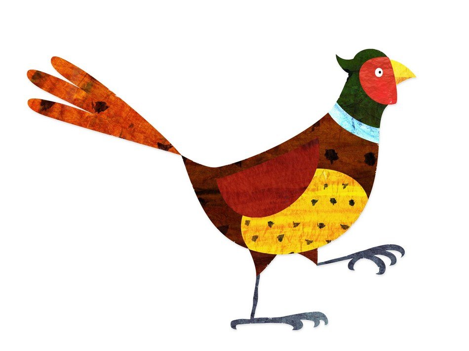 colored chicken on a white background