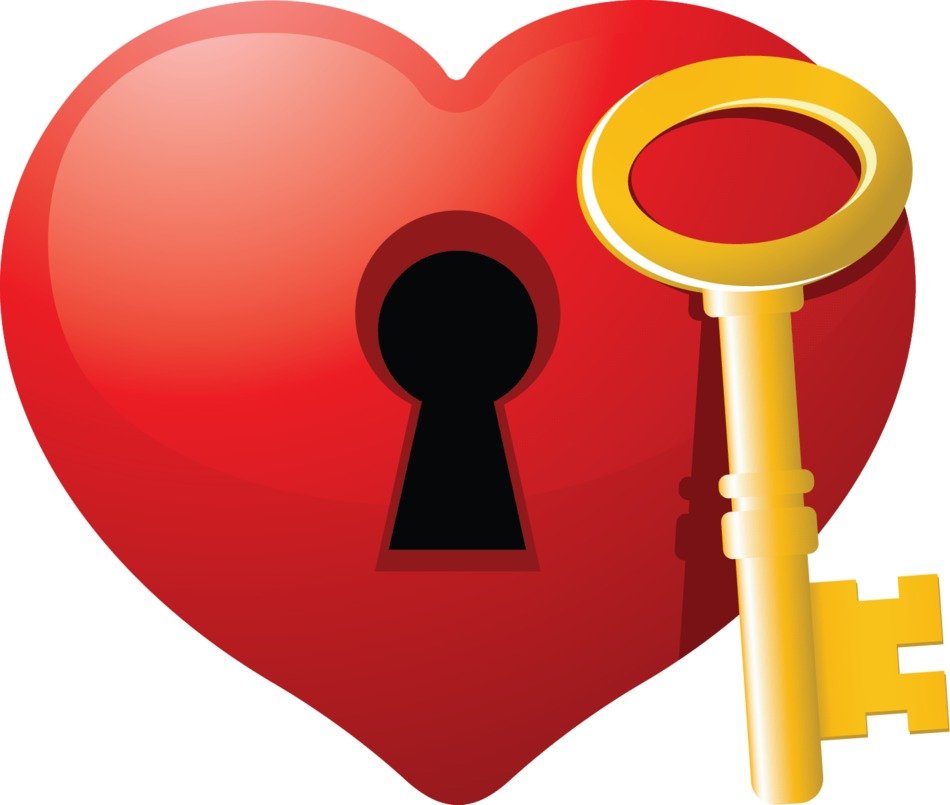 Clipart of the heart and the key