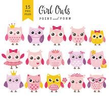 Girl Owl Owls Baby Shower Digital Cute