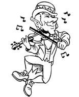 Very Happy Leprechaun Playing Violin On St Patricks Day Coloring Page
