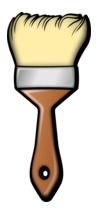 painted brush with a wooden handle