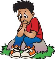 sad boy drawing
