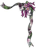 flowers with ribbons in the corner of the leaf
