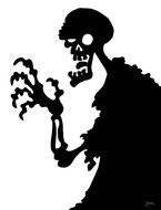 Halloween Zombie Window Silhouette drawing