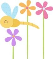 Dragonfly And Flowers Image clipart